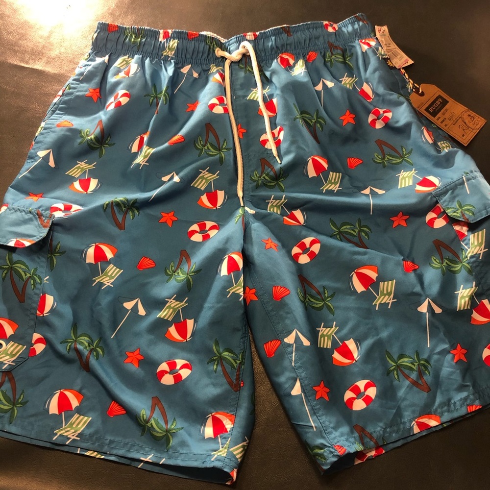 NWT Rugby University Men’s Aruba Blue Swim Trunks